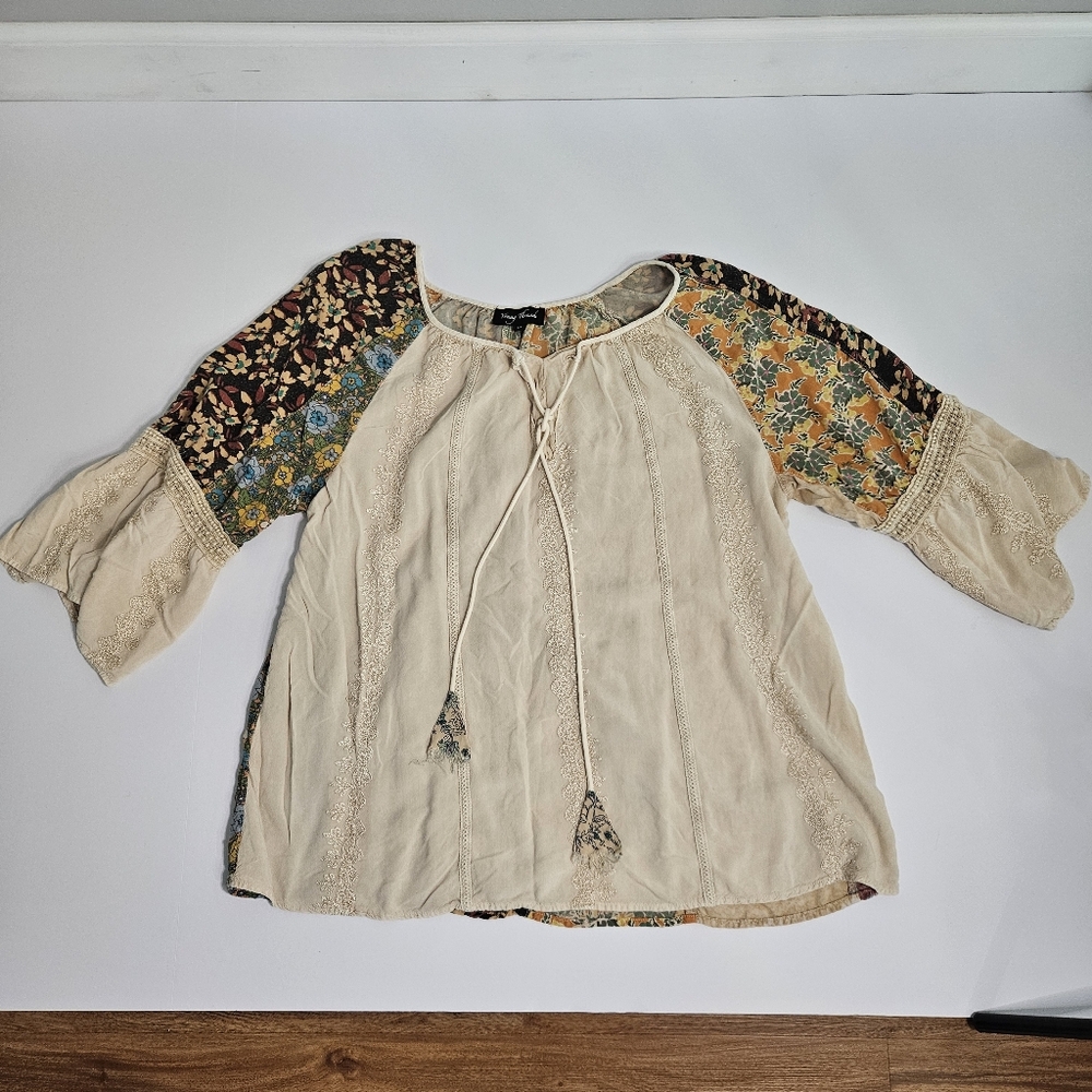 Bohemian Floral Patchwork Blouse- Young Threads- Size XL
